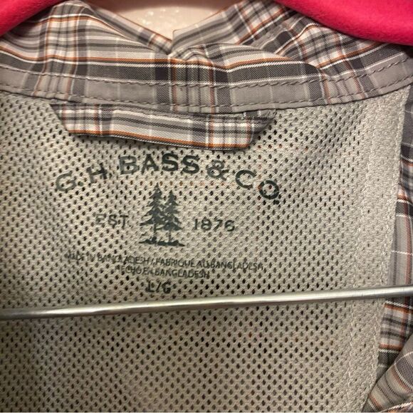 G. H. Bass & Co. Short Sleeve Plaid button up shirt outdoors fishing sportsman-L - Picture 6 of 9